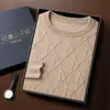 Suéter de Cachemira Nuevo Estilo Otoño e Invierno 2026 Cuello Redondo para Hombre Pulóver de Manga Larga Jacquard con Patrón de Diamantes Suéter Base de Punto de Cachemira