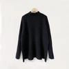 Suéter Casual de Otoño e Invierno para Mujer, Holgado, Cuello Semi-alto, Diseño de Color Sólido, Estilo Coreano, Suéter de Manga Larga con Rayas en las Axilas, Versátil
