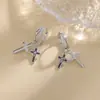 Pendientes de Moda Estilo Oscuro con Pedrería de Personalidad Única para Comercio Exterior Europeo y Americano, Clips para Orejas de Doble Capa con Cruz de Zirconia Negra para Hombres
