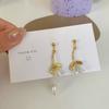 Aretes de Aguja de Plata S925 Flor Corea del Sur Perla de Agua Dulce Diseño Nicho Aretes Ins Mori Aretes Vintage para Mujer
