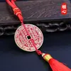 Pingente Autêntico Taoísta de Latão Puro Espírito da Montanha Flor com Borla de Moeda Antiga Ornamento para Pendurar no Carro Bolsa de Cinábrio Bagua Decoração de Moeda de Cobre