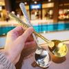 Colher com Padrão de Geleira Colher de Aço Inoxidável Colher Celebrada na Internet com Padrão de Martelo Cabo Longo Colher Doméstica para Comer Novo Estilo Quente Colher para Estudantes