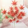 Hoja de arce roja, verde y amarilla simulada de 4 puntas, hojas para decoración de jardín de arce, hojas de arce falsas, hojas de árbol falsas de plástico, arce de pata de pollo