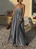 Vestido de Mujer, Nuevo Estilo de Verano, Espalda Hueca, Vestido de Mujer Estilo Vacaciones, Elegante Vestido Largo de Tirantes Plisado Estilo Francés