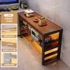 Balcão de Bar Lateral Montado na Parede, Estante de Armazenamento de Múltiplas Camadas de Chão, Mesa de Jantar, Mesa Divisória para Sala de Estar, Mesa Longa Simples para Varanda