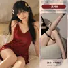 Flor Amor Mar Sexy Privado Pijama Mujer Viento de Puro Deseo Escote Profundo Color Sólido Tirante Camisón Pecho Pequeño Mostrado Ropa de Casa A033