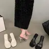 Zapatos de tacón alto estilo francés, sandalias elegantes de slip-on para dama, zapatos de hada para uso exterior, nuevas sandalias transparentes con tiras de verano 2026