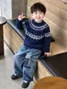 Suéter de Punto Jacquard Fair Isle 100% Lana para Hombres, Mujeres, Niños, Otoño, Invierno, Nuevo, Ligero, de Lujo, Estilo Old Money, Tejido