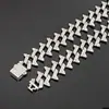 Bestseller transfronteiriço europeu e americano: Corrente cubana de espinhos curtos em formato de diamante de 21 mm com fecho de mola, estilo elegante e minimalista, cheia de diamantes para homens