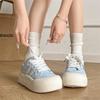 Zapatillas Casuales Retro de Suela Gruesa Estilo Queen para Mujer 2025 Nuevos Zapatos Deportivos de Lona con Suela Suave para Verano con Faldas