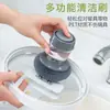 Cepillo para lavar ollas con mango de bola de acero para el hogar, artefacto automático de líquido para cocina, no daña la olla, no suelta filamentos, cepillo de limpieza conveniente