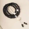 Pulseiras Naturais de Sândalo com Juntas de Bambu, Contas Budistas de Sândalo Roxo, Acessórios Empilháveis, Pulseiras Femininas, Atacado para Barracas de Mercado