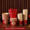 Tazones de Papel Rojos Desechables para Fiesta de Inauguración de Casa Mudándose a una Casa Nueva Buena Suerte Juego de Vasos de Papel Engrosados Tazones y Palillos para el Hogar