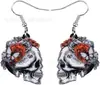 Pendientes Hermosos de Cabeza de Calavera de Azúcar de Halloween Decoración de Cabeza de Calavera Acrílica Regalos para Mujeres y Niñas