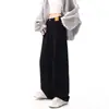 Jeans negros de tiro alto de pierna recta para mujer, novedad de otoño e invierno, talla grande, para chicas con sobrepeso, tipo pera, holgados, adelgazantes, pierna ancha, pantalones largos