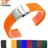 Pulseira de Relógio de Silicone Xingfa Impermeável para Esportes com Padrão de Listras Verticais e Design de Banda de Pneu, Disponível em 18, 20, 22, 24mm