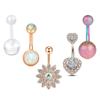 Conjunto combinado transfronteiriço aço inoxidável zircônia piercing de umbigo anel de umbigo joias para piercing conjunto de 5 peças