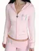 Moda Femenina Europea y Americana Nuevo Conjunto de Dos Piezas de Moda Harajuku Ajustado con Sudadera con Capucha y Cremallera y Pantalones Largos Casuales Acampanados