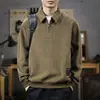 Nueva colección de primavera: sudadera de peso pesado con cuello para hombre, top de punto retro de manga larga con media cremallera, tendencia primavera/otoño 2026