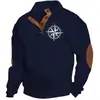 Amazon Best-Selling Transfronterizo Otoño e Invierno Talla Europea Hombre Casual al Aire Libre Cuello Alto Imitación Manga Larga Estampado Sudadera con Tres Botones