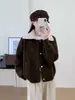 Elegante cardigã de lã tricotado dupla face estilo Chanel, novo modelo outono e inverno 2026, casaco suéter versátil de lapela com abotoamento simples para mulheres