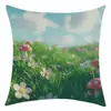 Funda de almohada de lino estampada Serie Flor de la Pradera Nueva Temu Transfronteriza Etiquetado de Decoración para Sofá y Dropshipping