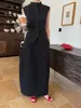 Saia Longa Floral Estilo Francês Wanwei para Mulheres, Novo Modelo Primavera 2026, Saia Reta Plissada com Fenda nas Costas P5324-1