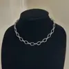 Amazon Cross-Border Novo Estilo Personalizado Aço Inoxidável Corrente Oval Lisa Colar Gargantilha Cubana Joias Femininas