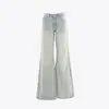 Jeans acampanados lavados de estilo coreano casual de tiro bajo en color Naranja Juvenil para mujer, corte holgado, adelgazantes, favorecedores, con caída, versátiles, pantalones de largo hasta el suelo