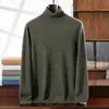 Novo suéter masculino de caxemira para outono e inverno com gola alta, estilo pullover, caimento solto, tamanho grande, camiseta básica masculina de caxemira