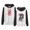 Comércio exterior Moletom com capuz masculino e feminino Espada Vento Lendário Berserk Cor de contraste forrado de lã Suéter Casal