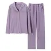 Pijama de Manga Larga al por Mayor Transfronterizo para Mujer Otoño e Invierno Algodón Puro 2026 Estilo Nuevo Cardigan con Solapa para Mujer Ropa de Casa Otoño e Invierno