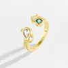 Moda Europea y Americana Anillo de Zirconia Forma de Gota de Agua Diseño Geométrico Asimétrico Anillo para Dedo Índice Femenino Anillo Personalizado Popular Estilo Nuevo