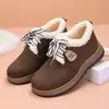 Sapatos de Algodão Birkenstock de Camurça para o Inverno com Adição de Lã e Espessamento para Aquecimento, Botas Casuais de Algodão com Solas Macias, Leves e Antiderrapantes, Sapatos para Mães Idosas