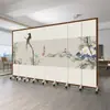 Biombo estilo chino para sala de estar y dormitorio, para bloquear la entrada, pared móvil y plegable, pintura de paisaje de oficina, biombo plegable estilo antiguo