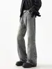 Jeans Jacquard Vibe High Street Americana Masculino Primavera Tendência Marca Lavado Reto Casual Calça Solta Bonita Bootcut