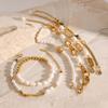 Jieding Joyería Transfronteriza Europea y Americana Acero Inoxidable Acero de Titanio No se Desvanece Pulsera de Perlas Chapada en Oro Nicho Lujo Pulsera