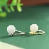 Rey Ciervo Dorado S925 Plata de Ley Retro Cloisonné Chapado en Oro Incrustado Jade Hetian Vaina de Loto Anillo Antiguo Elegante para Dedo Anular de Mujer