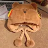 Bonito Sombrero de Peluche de Pingüino con Orejas Móviles para Mujer en Invierno, Forrado de Felpa, Engrosado, Cálido y que Muestra la Cara, Sombrero Lei Feng Pequeño Protector de Oídos