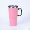 Vaso térmico transfronterizo de 20 oz con asa, gran capacidad, portátil, apto para uso en coche, con interior de plástico y exterior de acero, personalizable