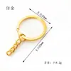 Llavero de Anillo Plano Electrochapado de 30 mm con Cadena de 4 Secciones, Disponible en Múltiples Colores, Accesorios para Llaveros DIY, Aleación de Zinc
