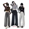 Pantalones Anchos de Punto de Lujo para Mujer, de Pierna Ancha, Holgados, con Dobladillo Estéreo de Purpurina, con/sin Terciopelo, para Invierno