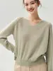 Suéter de tricô simples com decote V, 75% caxemira + 25% seda, para mulheres, soltinho e casual, adequado para o trabalho, top básico macio e aconchegante