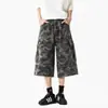 Pantalones Cortos Cargo Camuflaje Americanos High Street Cropped Unisex Verano Cleanfit Bolsillo Grande Pierna Ancha Rectos Tendencia