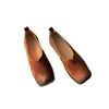 2695-1 Puntera Cuadrada Ante de Vaca Moda Clásico Original Tacón de Cuña Color Sólido Cómodos Zapatos Casuales para Mujer