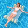 Nova boia inflável de PVC grossa para piscina, com listras transparentes, de duas câmaras, para entretenimento aquático, para uma pessoa, rede inflável