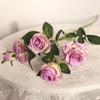Rosa de Canto de 5 Cabeças Pétalas em Camadas Flores de Seda Rosa Decoração de Flores para Casa e Hotel Arranjo de Flores Arranjo de Flores de Casamento Atacado Plantas Verdes