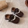 Zapatos de Cuero para Niñas 2026 Otoño Nuevo Modelo Zapatos Individuales Infantiles para Niños Mayores con Suelas Suaves, Zapatos de Princesa con Lazo, Mocasines de Rendimiento