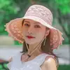 Sombrero de Paja para Mujer con Correa de Encaje Sombrero de Pescador de Encaje Nuevo Sombrero de Sol Transpirable Hueco con Protección Solar para Viajar al Mar