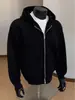 Sudadera cárdigan negra de peso pesado para hombre, nueva chaqueta con doble cremallera cleanfit otoño 2026, sudadera con capucha estilo americano